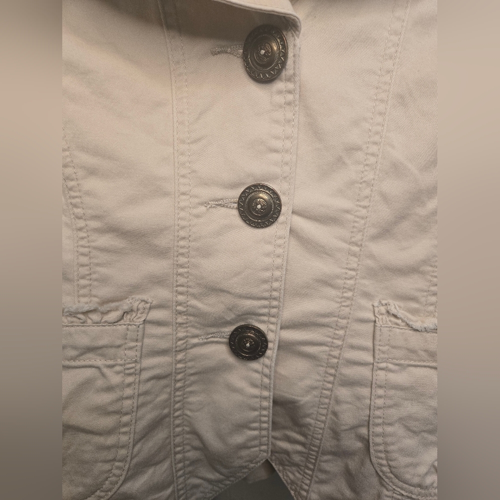 Live a Little‎ Beige Ruffle Trim Jacket - Picture 4 of 7